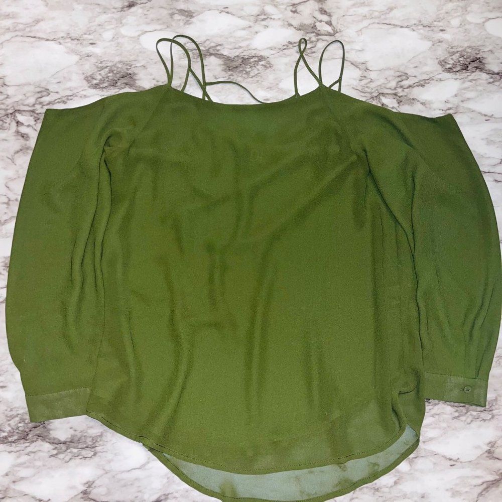 Daily Look Long Sleeve Blouse Green Women M Cottage Boho Preppy Academia Fairy